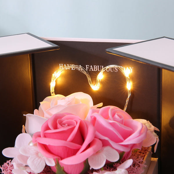 Mothers Day Gift Pink Double Door Rose Gift Box Jewelry Creative Decorate Boxs