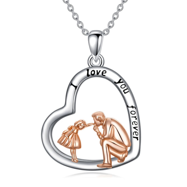 S925 Sterling Silver Daughter Gift from Dad Daughter Heart Pendant Necklace I Love You Forever Jewelry